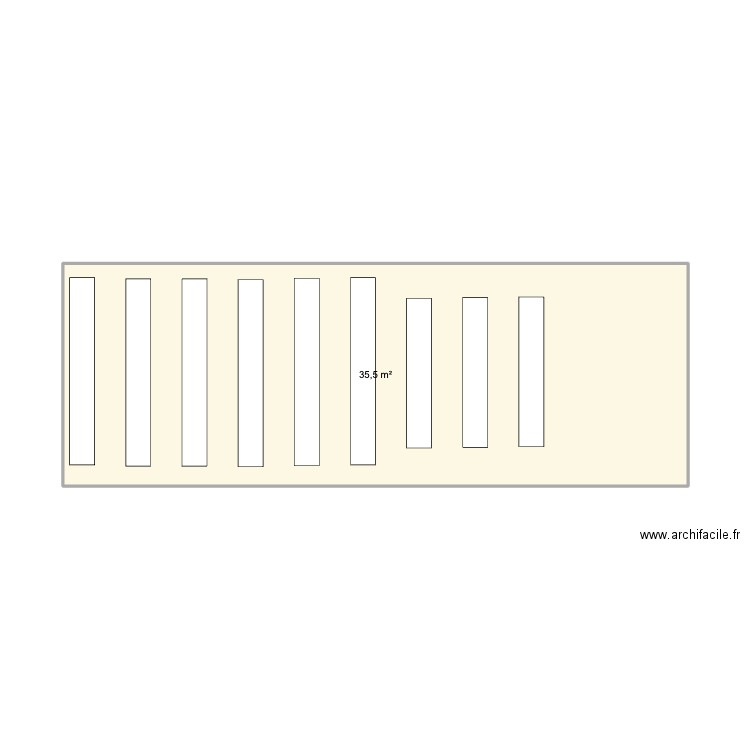 Grange. Plan de 1 pièce et 36 m2