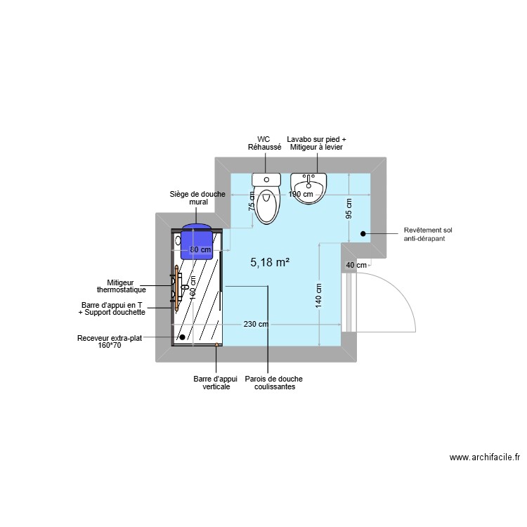 Projet SOUNGOU. Plan de 1 pièce et 5 m2