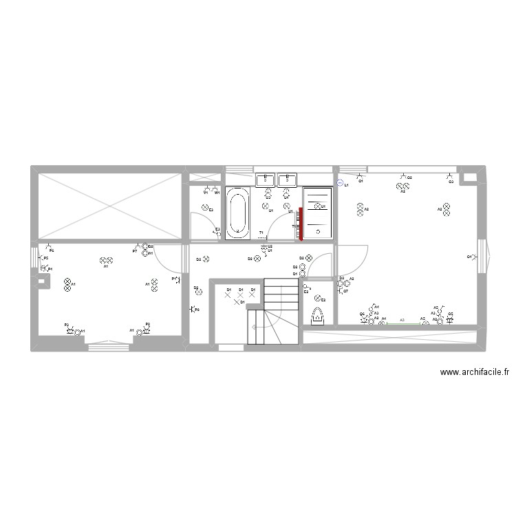 Bâtiment Anne étage2. Plan de 8 pièces et 40 m2