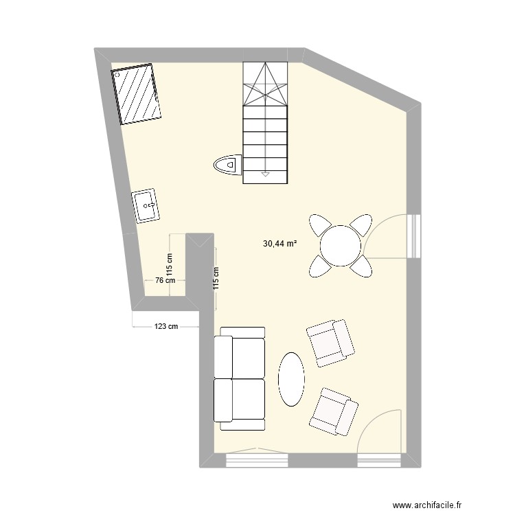 Dinard. Plan de 1 pièce et 30 m2