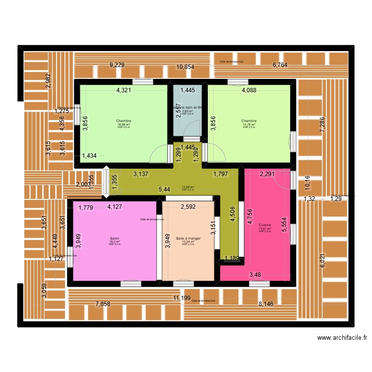 ka lou. Plan de 7 pièces et 90 m2