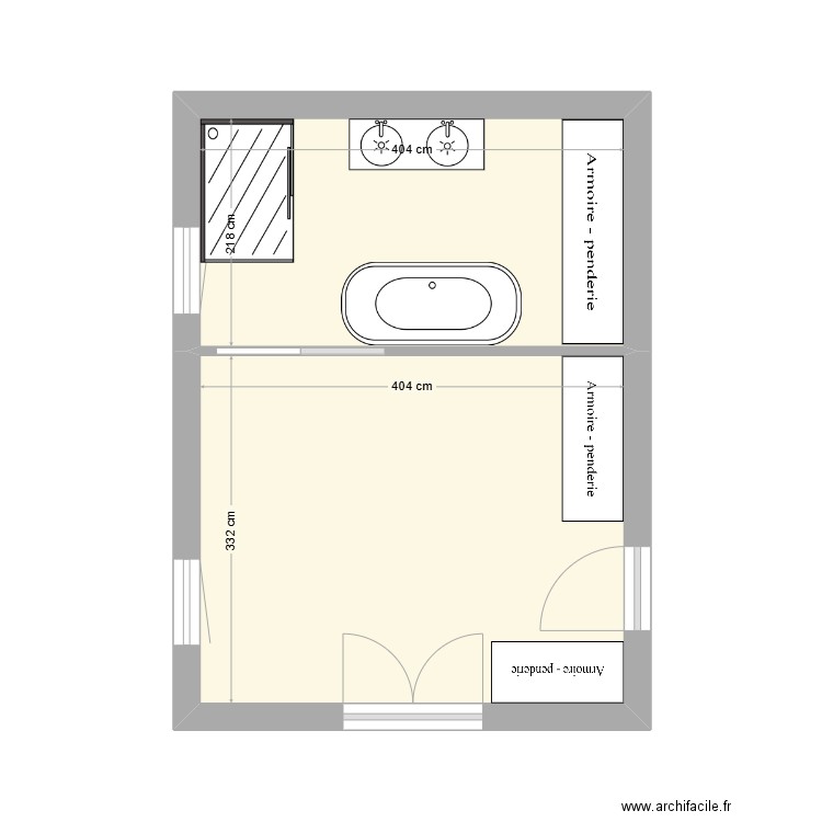 Chambre Thierry. Plan de 2 pièces et 22 m2