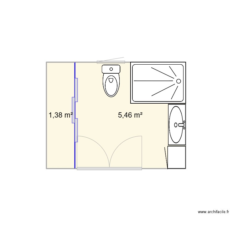 Salle de bain future. Plan de 2 pièces et 7 m2