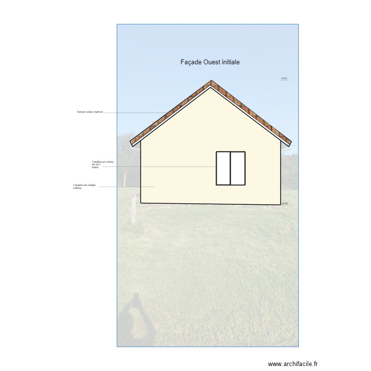 Facade Ouest initiale. Plan de 0 pièce et 0 m2