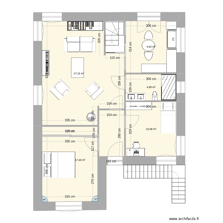 anmy. Plan de 6 pièces et 71 m2