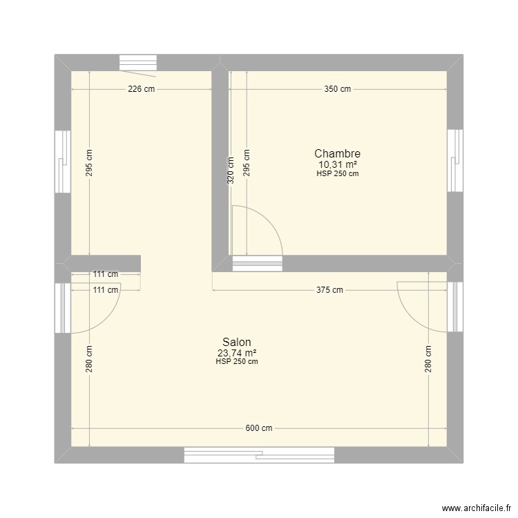 T2 petit budget . Plan de 2 pièces et 34 m2