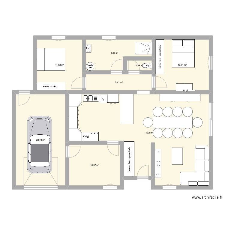 TANG. Plan de 8 pièces et 124 m2