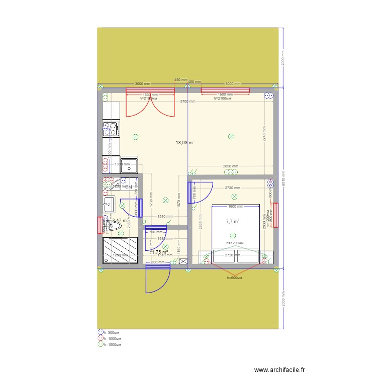  36 Пушкино эл. Plan de 6 pièces et 52 m2