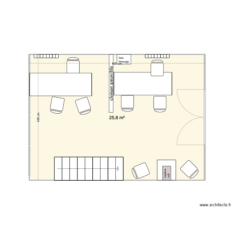 bureau 3.. Plan de 1 pièce et 26 m2