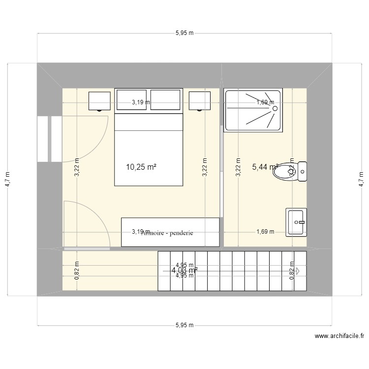 coublanc. Plan de 3 pièces et 20 m2