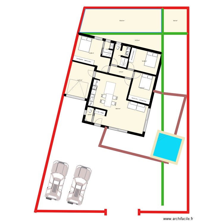 plan des rose sur est. Plan de 12 pièces et 148 m2