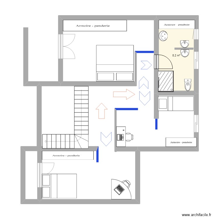 ONS JARRAYA. Plan de 1 pièce et 8 m2