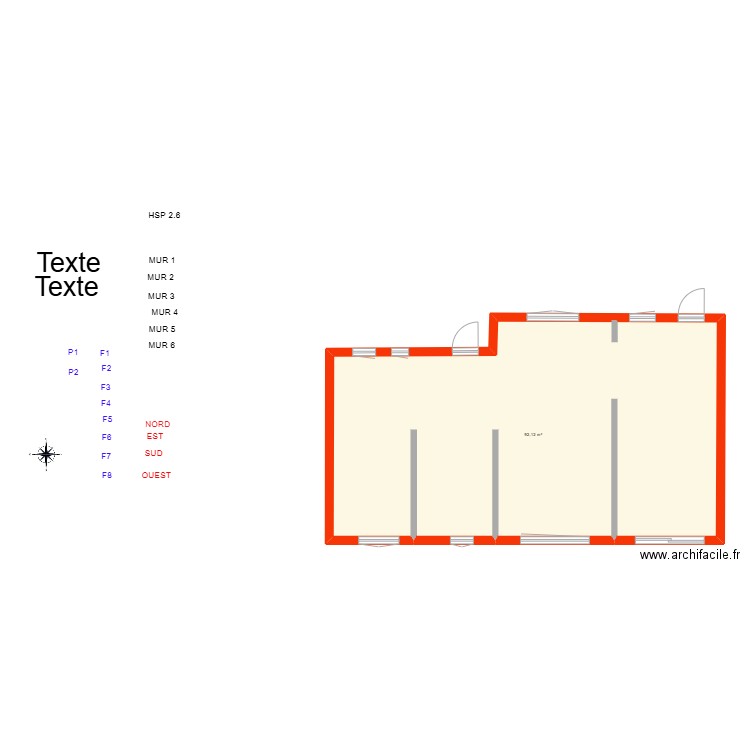 NOM_ Existant. Plan de 1 pièce et 92 m2