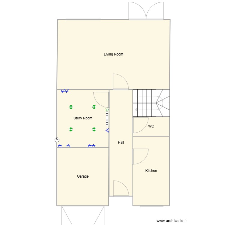 House Plan. Plan de 6 pièces et 53 m2