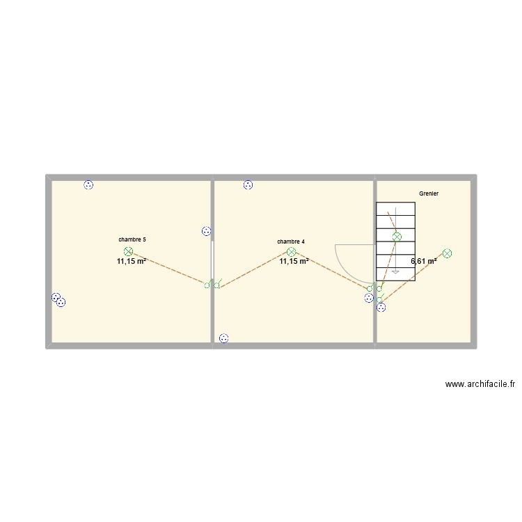 Melle 1. Plan de 3 pièces et 29 m2