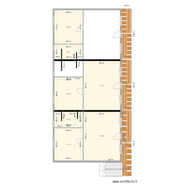 Essai de garde corps. Plan de 12 pièces et 187 m2