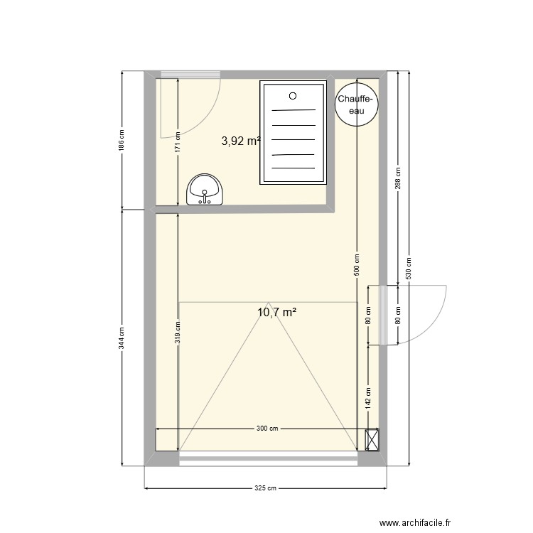 BACOUET BOMPAS EXISTANT. Plan de 2 pièces et 15 m2