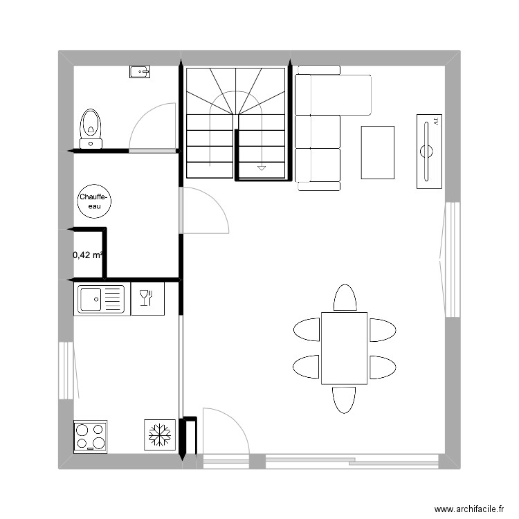 Plan d'aménagement Projet Diam's . Plan de 5 pièces et 43 m2