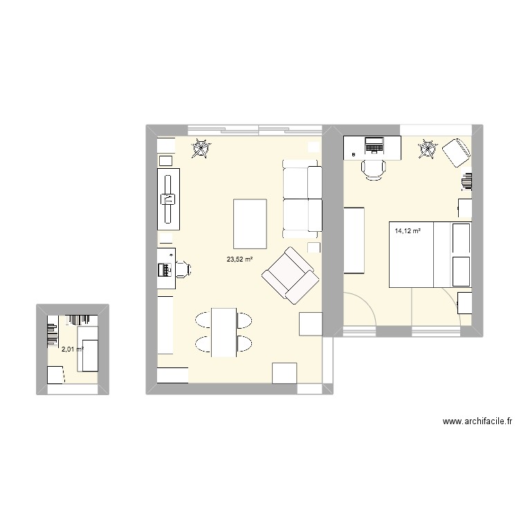 110-165. Plan de 1 pièce et 14 m2