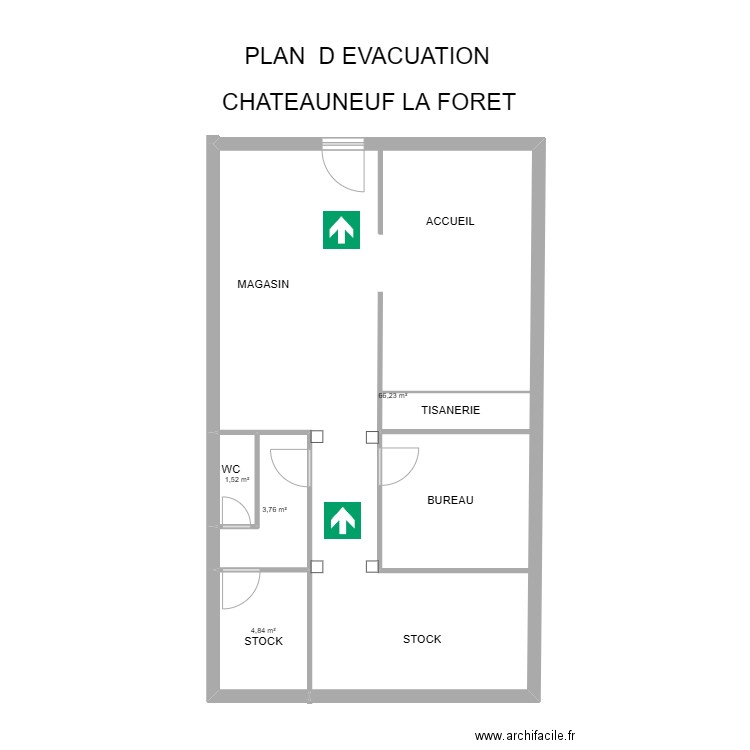 87 CHATEAUNEUF-LA-FORET. Plan de 4 pièces et 76 m2