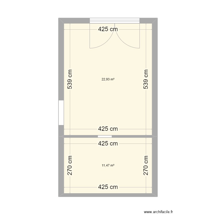 Plan Cécile avant travaux. Plan de 2 pièces et 34 m2