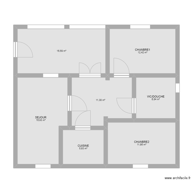 God Building. Plan de 7 pièces et 82 m2