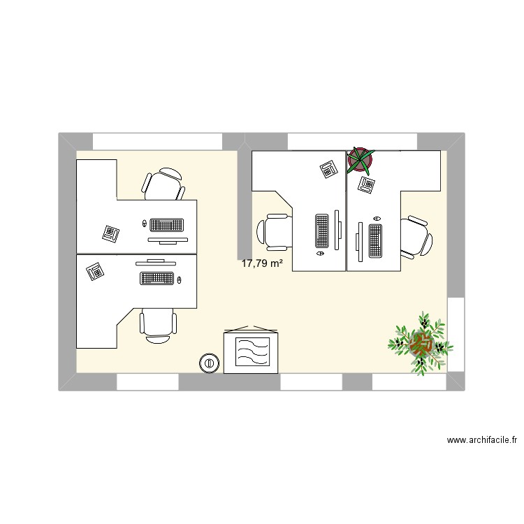 Bureau. Plan de 1 pièce et 18 m2