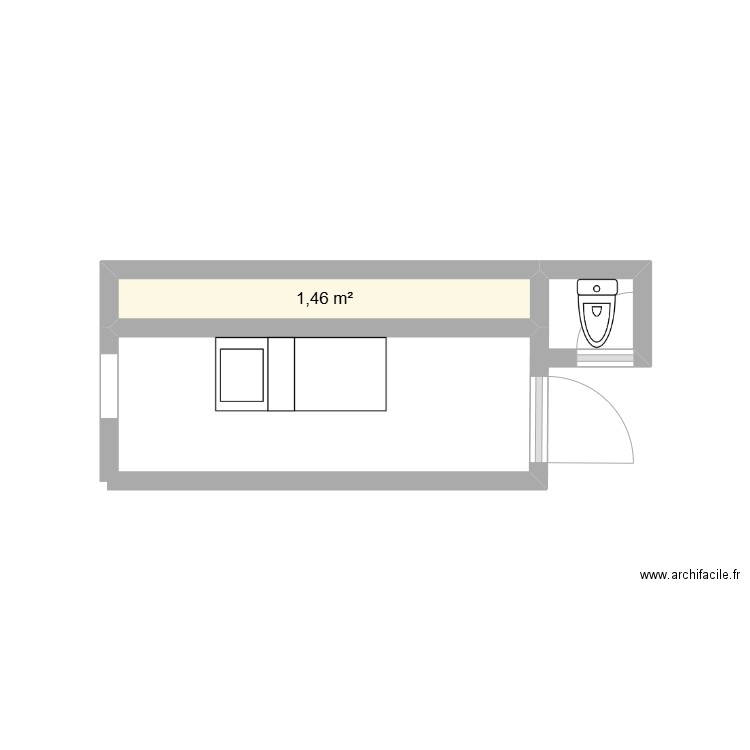 leon dupol. Plan de 1 pièce et 1 m2