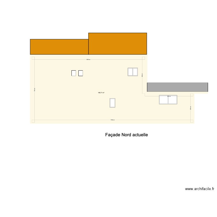 Plan de facade . Plan de 1 pièce et 110 m2