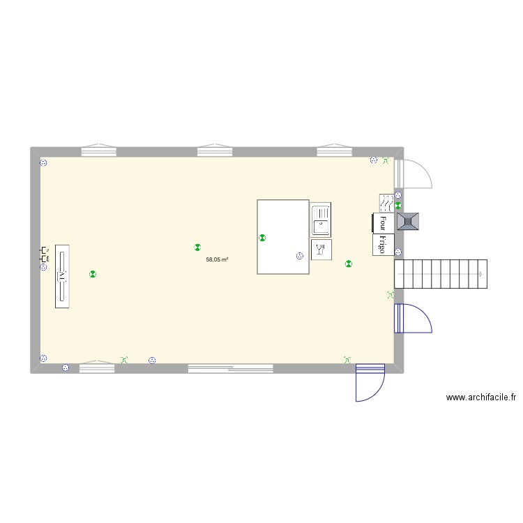 mehdi extention. Plan de 1 pièce et 58 m2