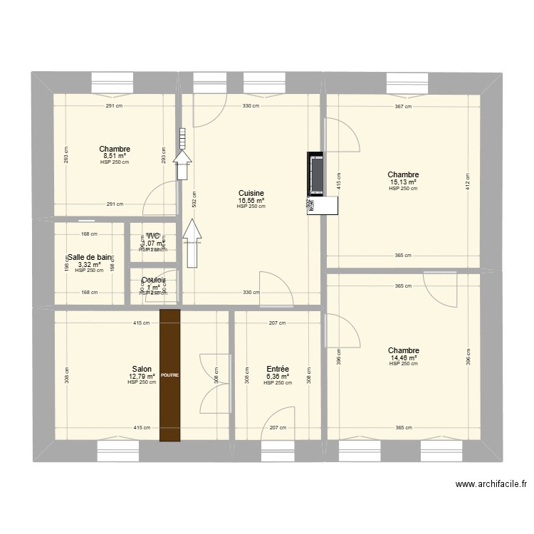 Maison Le Chautay. Plan de 9 pièces et 79 m2