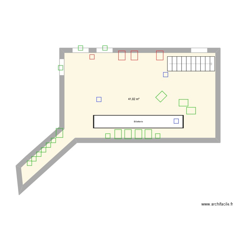 Panneaux com. Plan de 1 pièce et 42 m2