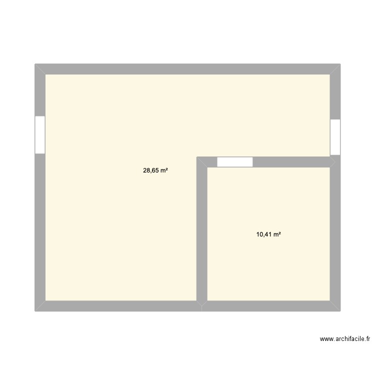 salon. Plan de 2 pièces et 39 m2