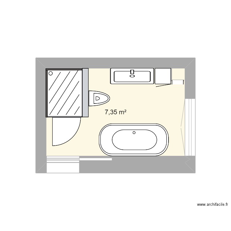 Salle de bain. Plan de 1 pièce et 7 m2