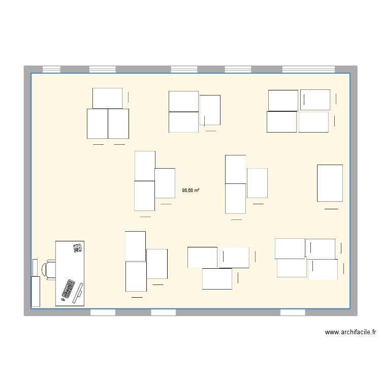 casse. Plan de 1 pièce et 99 m2