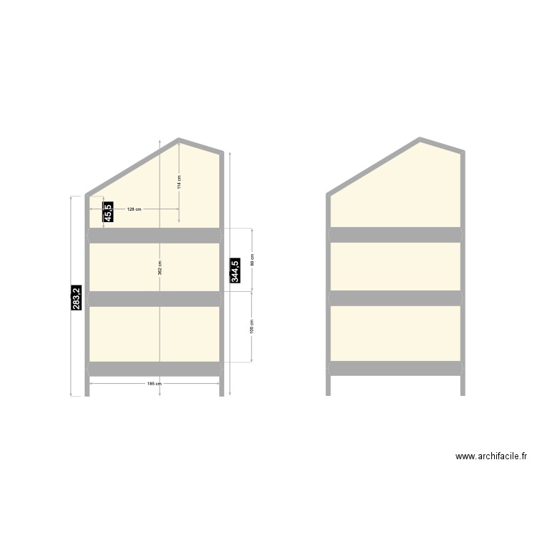 ÉCHELLE DORTOIR. Plan de 6 pièces et 9 m2