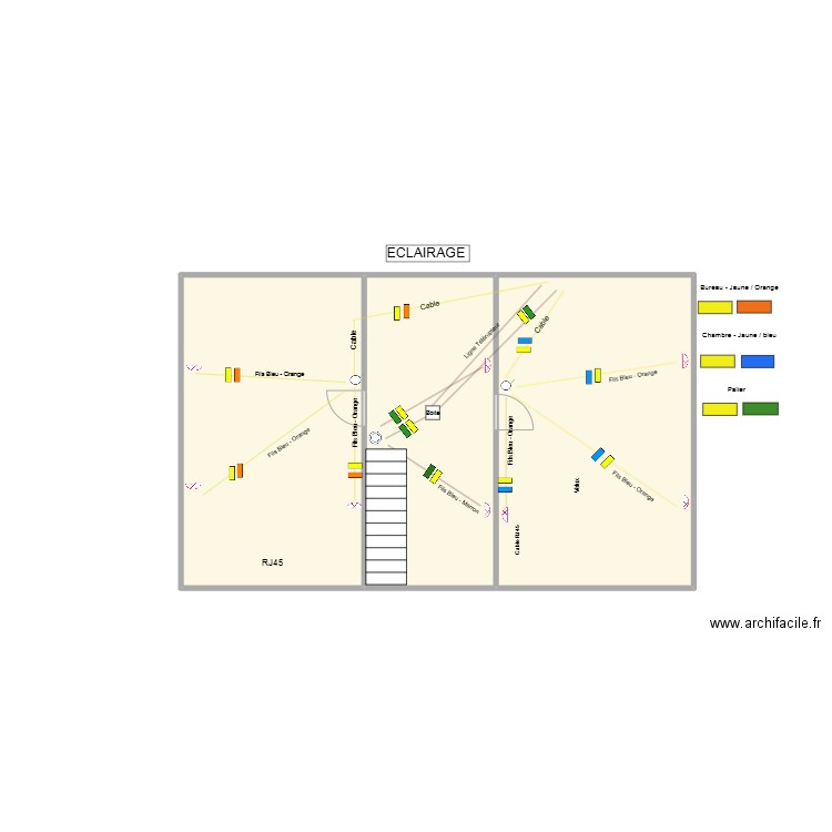 Aulnay - Eclairage. Plan de 3 pièces et 60 m2