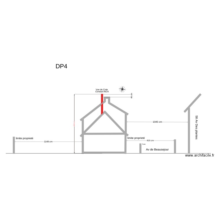 vue de cote. Plan de 2 pièces et 17 m2