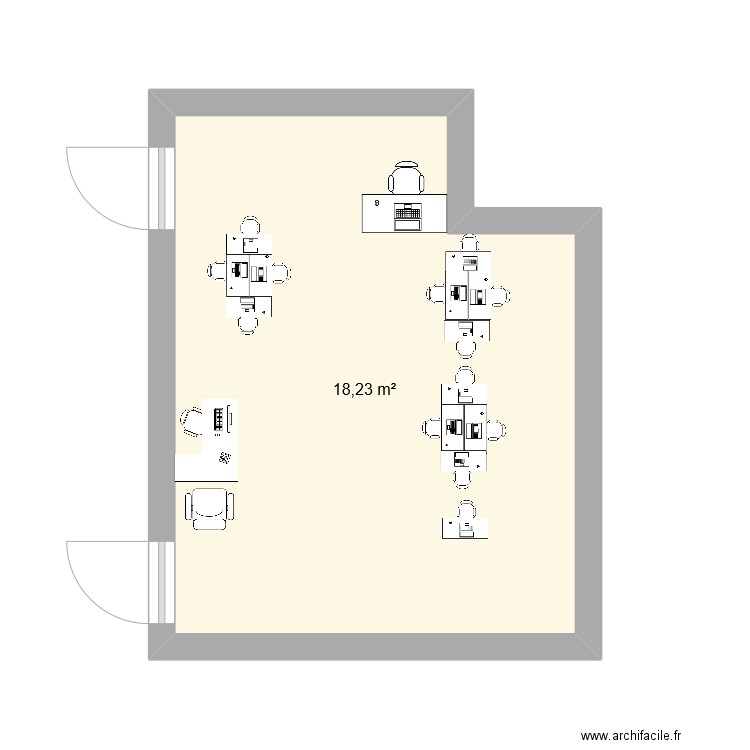 plant de classe. Plan de 1 pièce et 18 m2