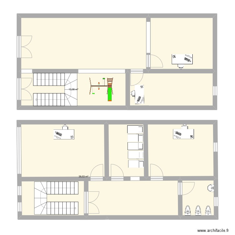 ecole davenci. Plan de 7 pièces et 130 m2