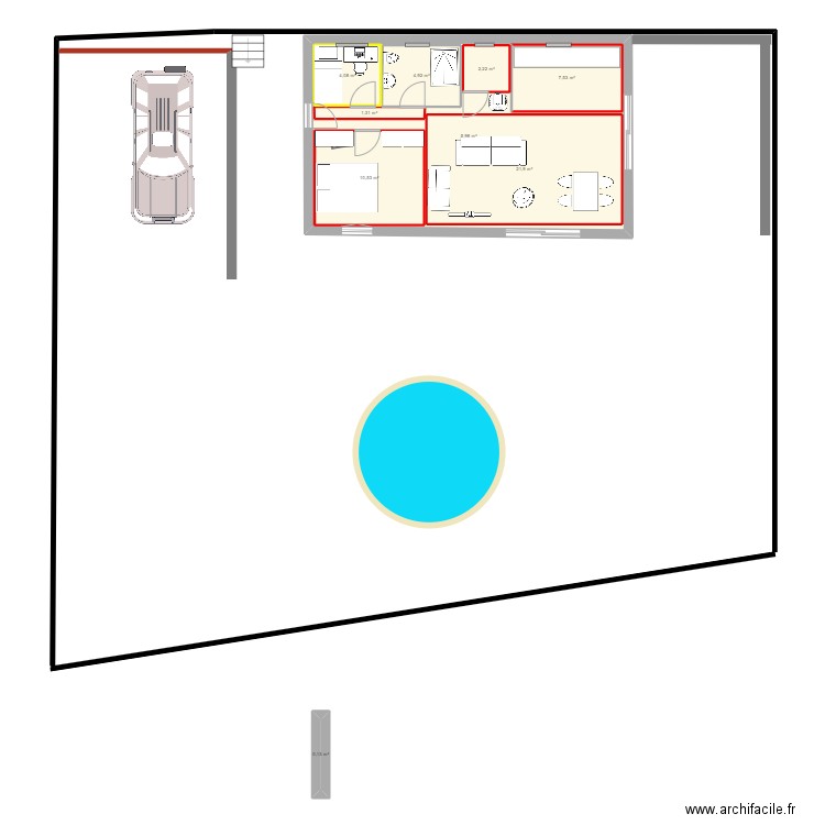 maison du bas. Plan de 9 pièces et 112 m2