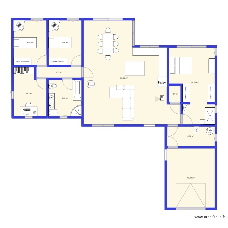 maison 120m2. Plan de 10 pièces et 141 m2