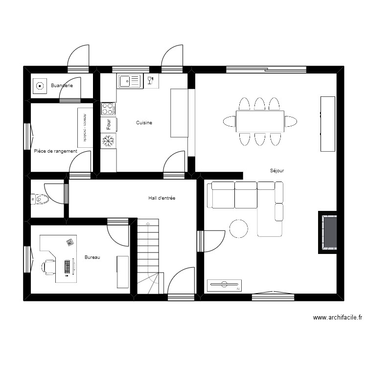 Nalinnes rdc. Plan de 7 pièces et 87 m2