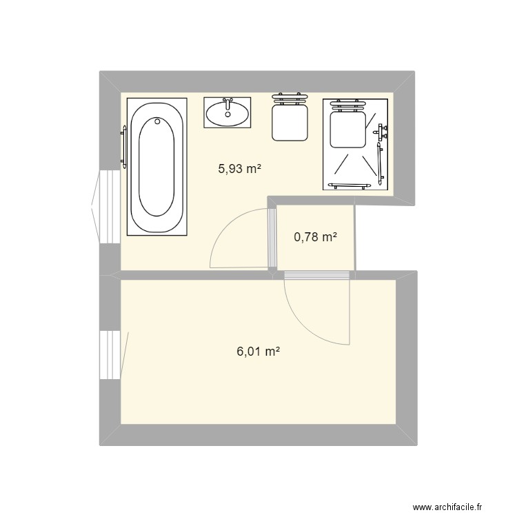 ardonceau. Plan de 3 pièces et 13 m2