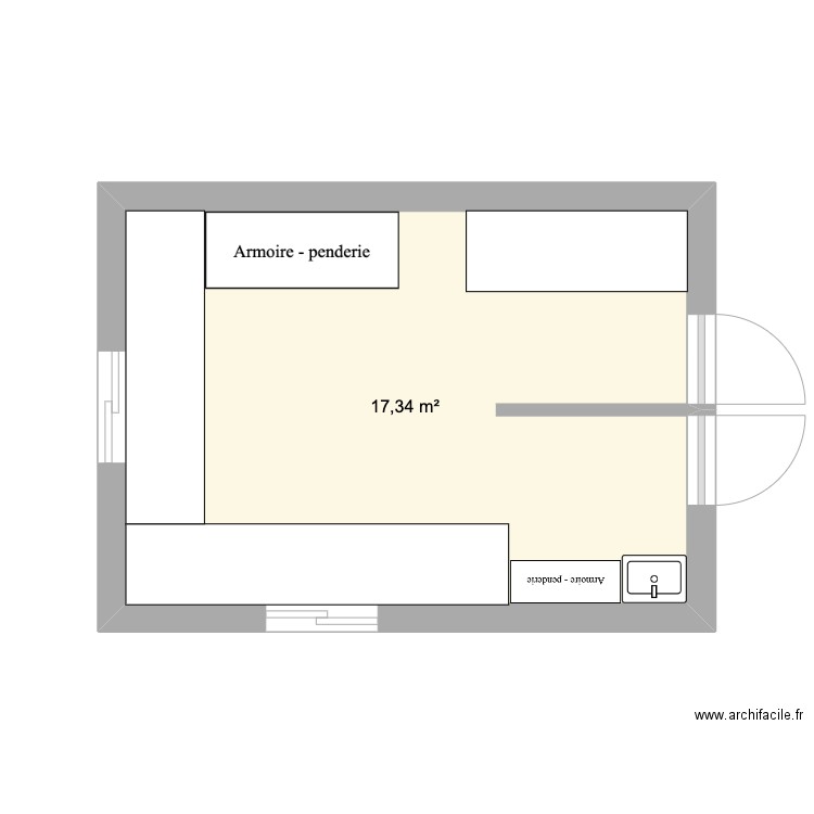 Atelier de conditionnement. Plan de 1 pièce et 17 m2