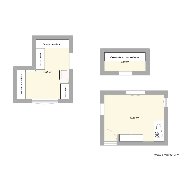 DRESSINGS NEW MAISON. Plan de 3 pièces et 28 m2