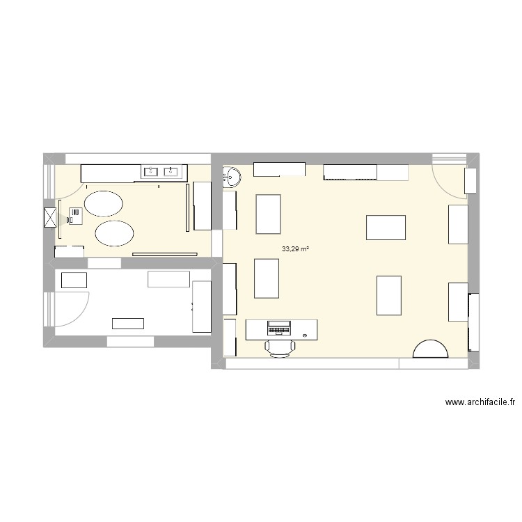 Stage plan de classe. Plan de 1 pièce et 33 m2