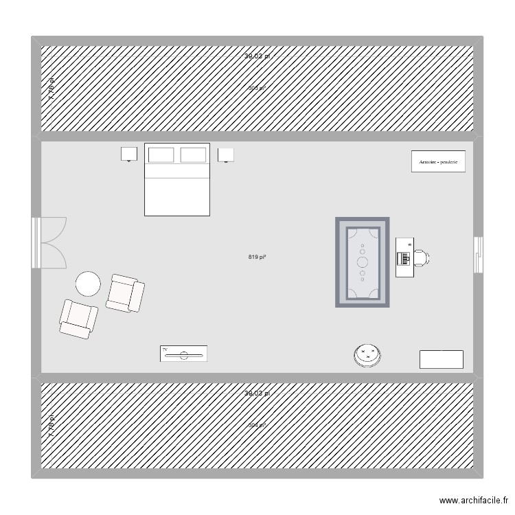 2ieme. Plan de 3 pièces et 132 m2