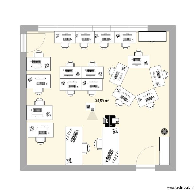 Plan salle 125. Plan de 1 pièce et 35 m2