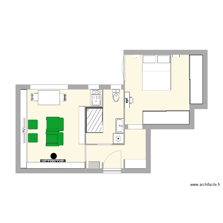 Cliffords Inn DEFINITIF. Plan de 3 pièces et 44 m2